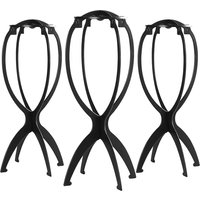 Black Folding Wig Stand Plastic Portable Hat Display Stand Adjustable Durable Barbershop Fashion Model Holder Home Salon Use