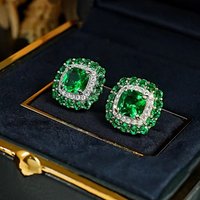 CAOSHI Special Interest Vintage Stud Earrings with Green/Blue Cubic Zirconia Elegant Accessories Daily Wearable Women Jewelry