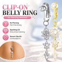 No Piercing Clip On Belly Button Ring Sparkling Multi Star Crystal Dangle Non-Pierced Navel Clip Adjustable Jewelry for Women