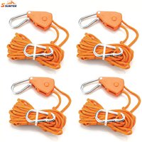 4-Pack Heavy-Duty Reflective Camping Rope Pulleys with Safety Hooks - Adjustable, Universal, and Durable Metal Gear