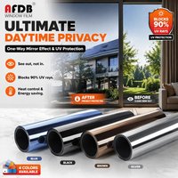 One Way Mirror Window Film Privacy Sun Blocking Heat Control Anti UV Reflective Film Self Adhesive Window Tint for Home Black