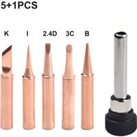 6pcs Copper 900M-T Soldering Iron Tip With Welding Sleeve Set Soldering Iron Head For Soldering Station DIY Soldering Tools