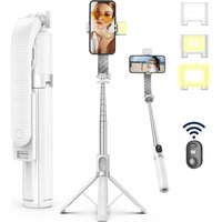 P07MAX V1 Selfie Stick with Fill Light, Bluetooth Remote & 4-Leg Stand, Extendable Holder for Smartphones