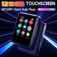 128GB MP3/MP4 Digital Audio Player Bluetooth Full Touchscreen Built-in Speaker Hi-Fi Radio Recording Playback for Student Use