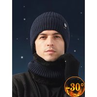 AliExpress NONE Outdoor Men Winter Knitted Hat Plush Warmth Peaked Cap Earmuff Casual Fashion Faux Fur Lined Bomber Hats Cycling Ear Protection