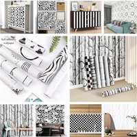 Black and White Self-adhesive Wallpaper Vinyl Contact Paper Waterproof Suitable for Living Room Bedroom Kitchen Home Decor DIY