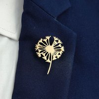 Fashion punk style hollow dandelion stainless steel gold-plated 18K brooch, black suit accessories, wedding matching set
