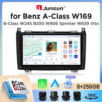 Junsun Bezprzewodowe Radio Samochodowe CarPlay Android Auto do Mercedes-Benz Klasy A (W169) / Klasy B (W245) / Sprinter (W906) / Vito (W639) z Wbudowanym Wentylatorem, Nawigacja GPS Android,