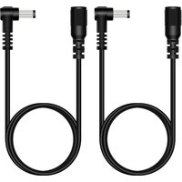 2pcs 5.5mm x 2.5mm DC Power Right Angle Male to Female Extension Cable Adapter IP Camera CCTV Camera Surveillance LED Strip 3ft