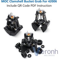 Excavator Clamshell Bucket Grab Kit The Crawler Crane Mechanical Model MOC Building Blocks High-Tech Bricks Construction Toys