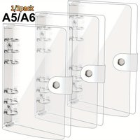 1/2 Pcs A5/A6 Transparent Soft PVC 6-Hole Binder Cover Loose Leaf Notebook Cover Replaceable Binder For Schools, Offices