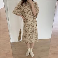 Ladies' Summer Korean-style Short-Sleeved Homewear with Cute Cartoon Design and Loose Fit Version