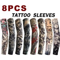 AliExpress NONE 8 PCS Tattoo Sleeves Unisex Summer Cycling Sun Protection Arm Covers Beach Driving Fishing Breathable Nightclub Elastic Sleeves