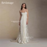 Sevintage Boho Lace Wedding Dresses Mermaid Draped Pleats Bridal Gowns Spaghetti Straps Wedding Dresses Backless Train Women2024