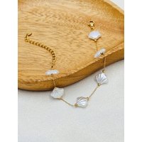 Charm Fashion Gold Color Stainless Steel Pearl Shell Bracelet for Women Summer Beach Holiday Jewelry Accessories Gift No Fade