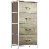 Chest of Drawer Bedroom with 4 Drawers Storage Unit Steel Frame Wood Top Fabric Dresser for Bedroom Living room,Closet,Light wo