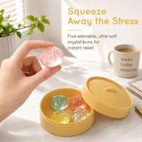 Set Soft Stress Relief Crystal Squishy Fidget Sensory Toy Party Favors Gift 5Pcs Mini Dumplings With Steamer Bun Squeezable Toys