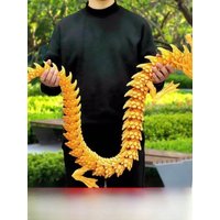 Large 90CM 3D Printed Dragon Crystal Glow-in-the-k Dragon Figurine Creative Birthday Gift Jointed Dragon Crtwork