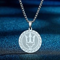 Kinitial Poseidon Unisex necklace Greek God of the Sea, Locket Necklace, Exquisite Trident Talisman necklace