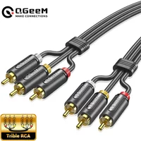 QGeeM 3RCA to 3RCA Cable Jack Connector Splitter Audio Cable RCA Stereo Aux Wire for TV CD DVD VCD Radio Sound Amplifier Console