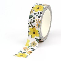NEW 1PC. Decorative Yellow Flowers Leaf Washi Tape Valentine Paper Scrapbooking Planner Adhesive Masking Tape Stationery