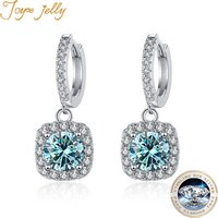 JoyceJelly luxe argent massif 925 bijoux 1ct D couleur Moissanite boucles d'oreilles pour les femmes vert bleu laboratoire créé diamant boucles d'oreilles