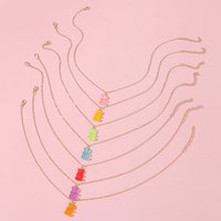 7pcs Cute Girls‘ Bear Charm Necklace Set, Sweet Dainty Jewelry for Daily Wear & Gifting