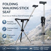 Adjustable Walking Cane Seat, Portable Folding Stool Chair with Non Slip Handle, Lightweight Outdoor Walking Stick Design