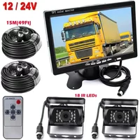7-Zoll-Monitor, 12–24 V, LKW, Wohnwagen, Bus, Wohnmobile, Dual-Rückfahrkamera, Einparkhilfe, 15 m, 4-poliges Kabel