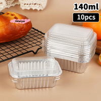10Pcs Disposable Rectangular Aluminum Foil Baking Pans with Lids for Cakes Muffins Bread Food Storage And Takeout Containers