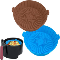 Air Fryer Grill Pan,Food Grade Round Liners Reusable Non-stick- Silicone Pot Liner/Baking Tray Oven Accessories, Easy to Clean