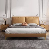 Hotel Modern Bed Minimalist Luxury Solid Wood Design Leather Fashionable Bed Letto Gonfiabile Per Dormire Bedroom Furniture