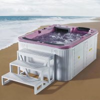 Rectangular acrylic jacuzzi tub with outdoor spa pool for 3 people, featuring intelligent heating system.