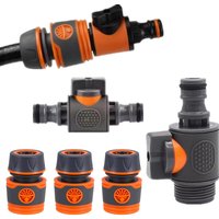 3pcs 1/2" Garden Hose Adapter 16mm Quick Connector Stop Plug Coupler Joint Water Irrigation Tube Repair Extender