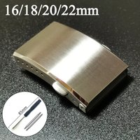16mm 18mm 20mm 22mm Stainless Steel Folding Buckle 6 Holes Extended Double Push Butterfly Clasp Watch Band Brushed Buckle