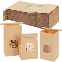 10Pcs Bakery Bags, Window Sealing Kraft Paper Bags for Cookie Sandwich Bread Snack Foods -Takeout Bags, Party Wedding Supplies