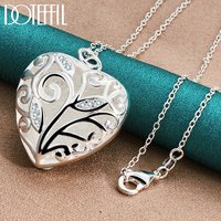 DOTEFFIL 925 Sterling Silver Heart AAA Zircon Pendant Necklace 16-30 Inch Chain For Women Fashion Wedding Charm Jewelry