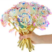 Artificial Roses Flowers Bouqets 12pc Fake Flower for Wedding Bridal Home Party Holographic Decoration Birthday Graduation Gifts