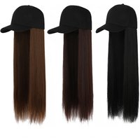 Fashion Hat Hair Extensions Beautiful Ladies Long Straight Wigs Hats Connected Head Cover Synthetic Peaked Cap Wig For Women