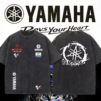 AliExpress YAMAHA Yamaha Motorcycle Factory Team Racing Clothes Summer Retro Washed Outdated Short Sleeves Cycling Clothes Short Sleeves