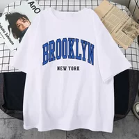 Brooklyn New York Blue Design Women Tshirt Street Hip Hop T Shirt Sport Soft Clothing Loose T Shirt Plus Size Aesthetic Clothes