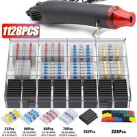 1128PCS Wasserdichte Schrumpf Butt Crimp Terminals Solder Dichtung Elektrische Draht Kabel Splice Terminal Kit mit Heizung