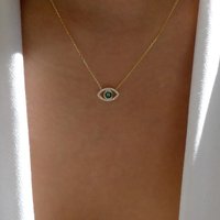 Zircon Evil Eye Necklace for Women Gold Color Choker Chain Turkish Blue Eyes Pendant Necklace Lucky Jewelry Gift collier femme