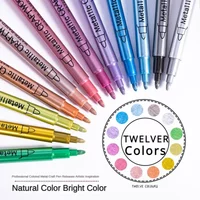 12 Colors Metallic Marker Pen Permanent Art Marker for Manga Crafts Scrapbooking DIY Colorful Pens Stationery Art Supplies