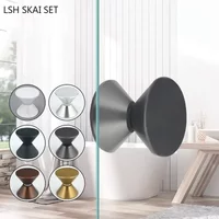 1pc Stainless Steel Conical Door Handle Bathroom Glass Door Knob Single Hole Round Barn Door Handles Indoor Shower Room Hardware