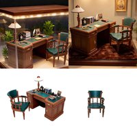 1 12 Miniature American Armchair Set Dollhouse Furniture Model Decorative Chair for Micro Landscape Decor Accessories