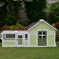 Two Floors Wooden Bunny Hutch Rabbit Cage with Wheels Guinea Pig House Waterproof No Leak Tray
