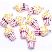 10pcs 16*28mm Popcorn Flat Back Cute Charms For Pendant DIY Earrings Necklace Jewelry Accessories Finding