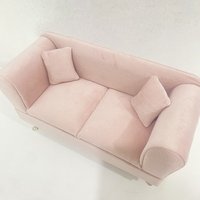 Dutch Velvet Sofa Shaped Jewelry Box Bracelet Pink Mini Couch Earrings Ring Display Stand Luxury with Mirror House Furniture
