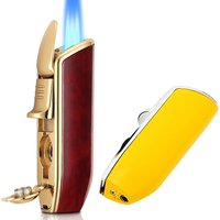 Luxury Lighter Butane Cigar Lighter Windproof Metal 3 Jet Lighters Smoking Igniter Cigar Punch Cutter